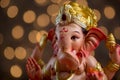 Hindu God Ganesha on Blured bokeh background, Ganesha Idol