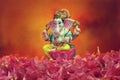 Hindu God Ganesha with Nerium Oleander flower Royalty Free Stock Photo