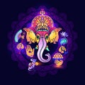 Hindu God Ganesha. Hand drawn tribal style. Vector. Royalty Free Stock Photo