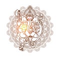 Hindu God Ganesha. Hand drawn tribal style. Vector. Royalty Free Stock Photo