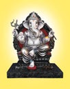 Hindu God Ganesha on Yellow background, Ganesha Idol. Ganesh festival