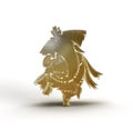 Hindu God Gold color 3D Render line art Ganesha - elephant