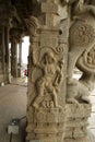 Hindu God Hanuman carved ona stone pillar in Hampi