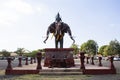 Hindu god Indra riding erawan elephants creatures for thai people travelers travel visit and respect praying at Ban Ta Klang or