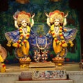 Hindu God Krishna with his wife Radha and Gopikas