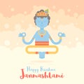 Hindu God Krishna Janmashtami holiday card
