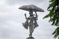 hindu god lord krishna isolated statue with bright background at morning from flat angle