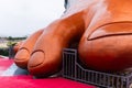 hindu god lord shiva statue foot fingers at morning from unique perspective