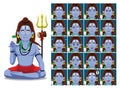 Hindu God Shiva Cartoon Emotion faces Vector Illustration