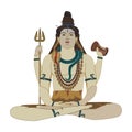 Hindu God Shiva flat vector illustration Royalty Free Stock Photo