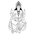 Hindu God Vishnu. Vector illustration.