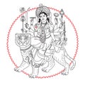 Hindy Goddess Durga sitting on the tiger. Royalty Free Stock Photo