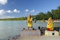 Hindu Goddess - Kali in small Hindu Temple under the open sky, Mauritius island