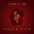 Hindu Goddess Laxmi`s footprint for good luck with text of Diwali greetings Royalty Free Stock Photo