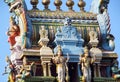 Hindu gods statues on a temple gopuram Royalty Free Stock Photo