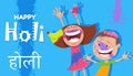 Hindu Holi festival design with comic people characters