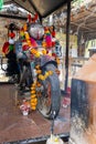 hindu holy bike god worshiping at temple from flat angle
