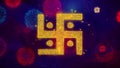 Hindu, holy, indian, religion, swastik, swastika Icon Symbol on Colorful Fireworks Particles.