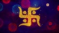 Hindu, holy, indian, religion, swastik, swastika Icon Symbol on Colorful Fireworks Particles.