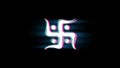 Hindu, holy, indian, religion, swastik, swastika symbol on glitch retro vintage animation.