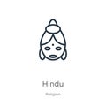 Hindu icon. Thin linear hindu outline icon isolated on white background from religion collection. Line vector hindu sign, symbol