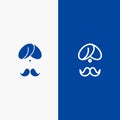 Hindu, India, Indian, Man, People, Person, Turban Line and Glyph Solid icon Blue banner Line and Glyph Solid icon Blue banner