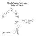 Hindu judo push up dive bombers exercise outline Royalty Free Stock Photo