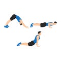 Hindu. Judo push ups. Dive bombers exercise. Flat vector Royalty Free Stock Photo