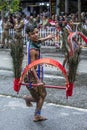 Hindu Kavadi Dancers perform along the streets of Kandy in Sri Lanka during the Day Perahera.