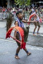 Hindu Kavadi Dancers perform along the streets of Kandy in Sri Lanka during the Day Perahera.