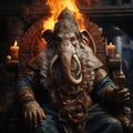Hindu Lord Ganesha extreme closeup. Generative AI