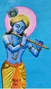 Hindu Lord Krishna Playing the flute Painting