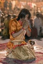 Hindu Man at Ganga Aarti Ceremony