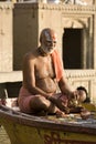 Hindu man in religious contemplation - India Royalty Free Stock Photo