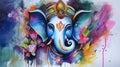 Hindu mythology god Ganesh. Created with Generative AI technology.