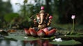 Hindu mythology god Ganesh. Created with Generative AI technology.