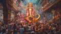 Hindu mythology god Ganesh. Created with Generative AI technology.