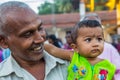 HIndu pelgrim with a little baby boy Royalty Free Stock Photo