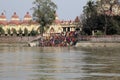 Hindu people bathing in the ghat near the Dakshineswar Kali Temple in Kolkata Royalty Free Stock Photo