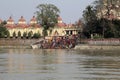 Hindu people bathing in the ghat near the Dakshineswar Kali Temple in Kolkata Royalty Free Stock Photo