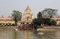 Hindu people bathing in the ghat near the Dakshineswar Kali Temple in Kolkata Royalty Free Stock Photo