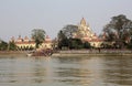 Hindu people bathing in the ghat near the Dakshineswar Kali Temple in Kolkata Royalty Free Stock Photo