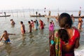 Hindu people bathing in water Royalty Free Stock Photo