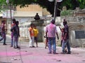 Hindu people celebrating the festival of colours Holi in India