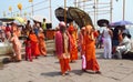 Hindu piligrims on the street in India