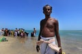 Hindu priest do rituals in Dhanushkodi, TamilNadu, India.