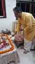 Hindu priest perform religious ceremony