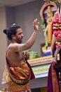 Hindu priest performs the pooja Royalty Free Stock Photo