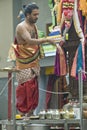 Hindu priest performs the pooja Royalty Free Stock Photo