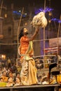 Hindu priests performs aarti Royalty Free Stock Photo